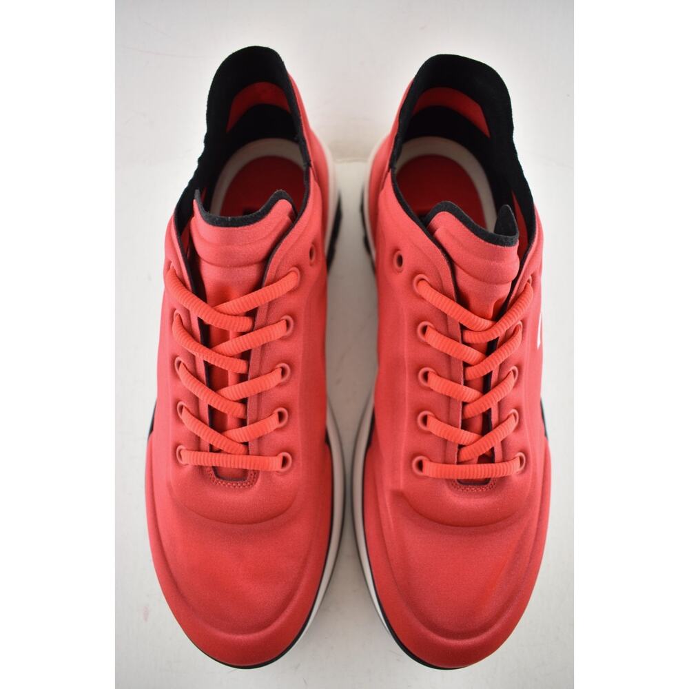 Chanel Mens 19P Red Lycra White Black CC Logo Lace Low Top Trainer Sneaker 41 8 - Picture 8 of 12